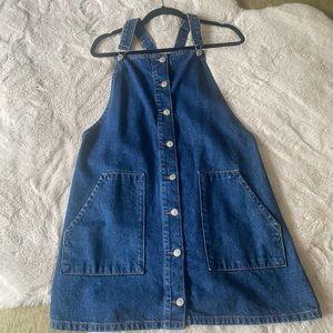 TOPSHOP Denim Jumper Dress with Buttons